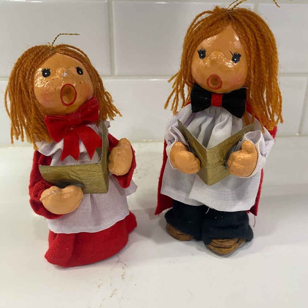 Charming vintage ornaments carolers.